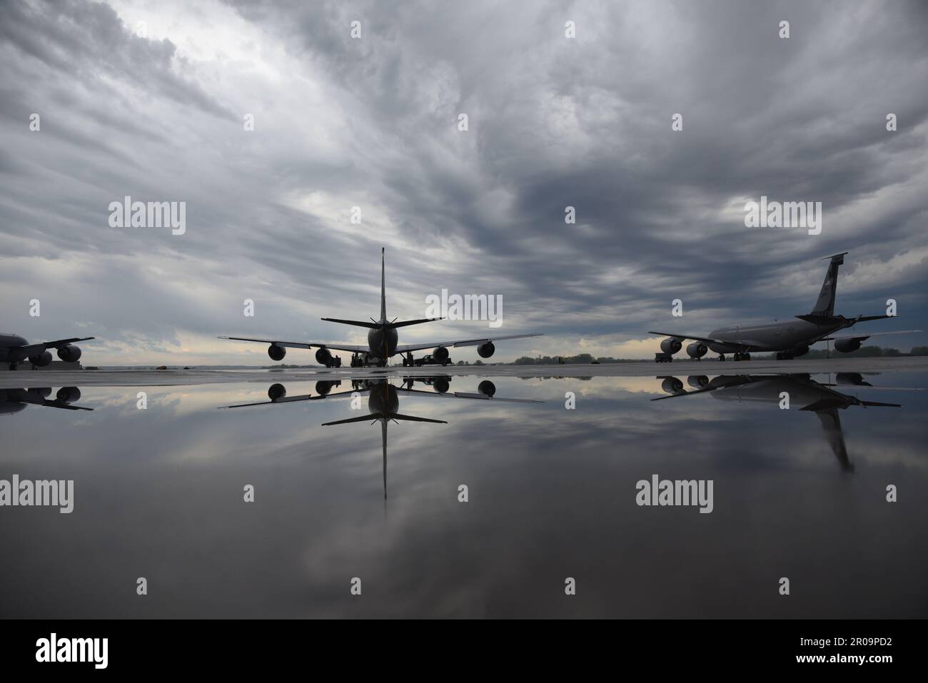 A KC135 Stratotanker from the 185th Air Refueling Wing is parked on