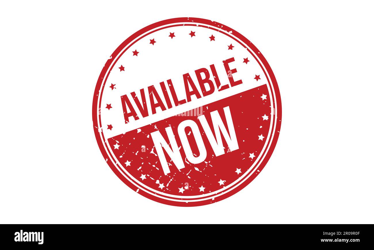 Available Now Rubber Stamp. Red Available Now Rubber Grunge Stamp Seal ...