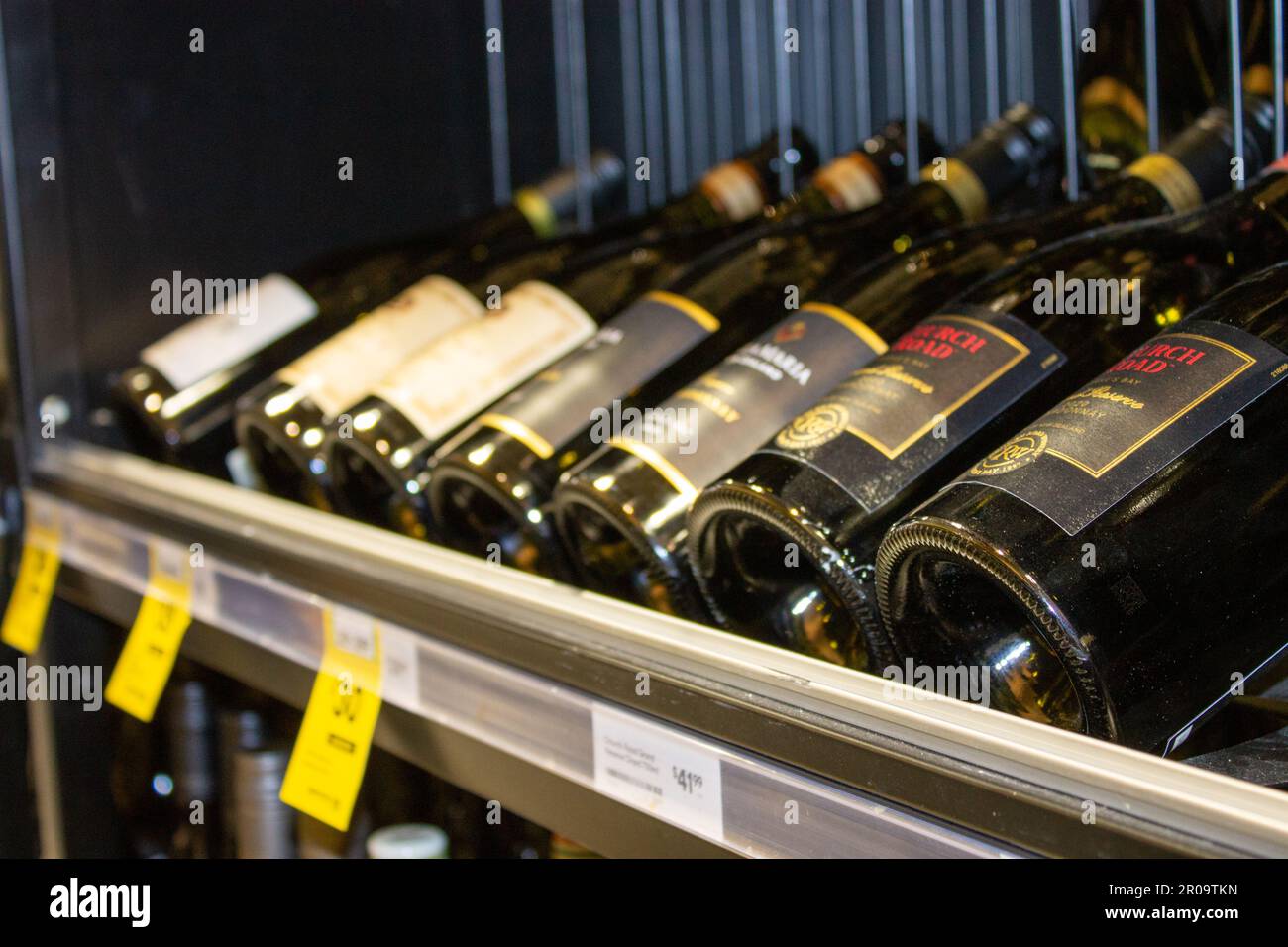Queenstown, New Zealand April 20, 2023 Bottles of wine for sale at a