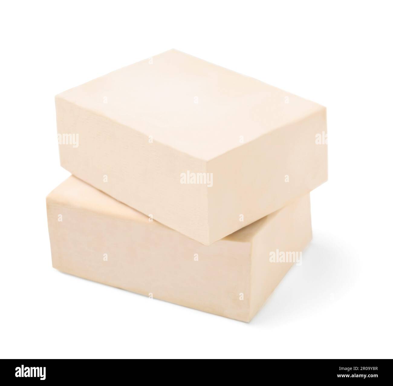 Blocks of compressed yeast on white background Stock Photo Alamy