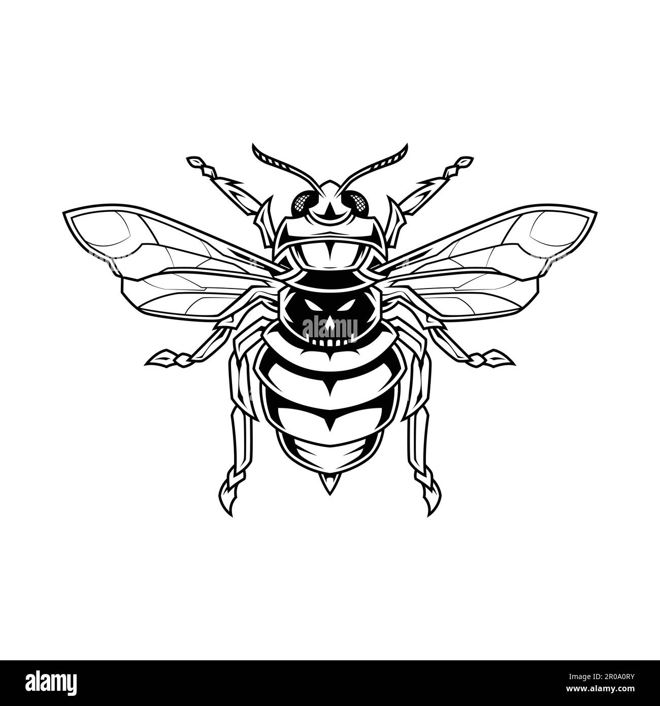 black and white bee drawing