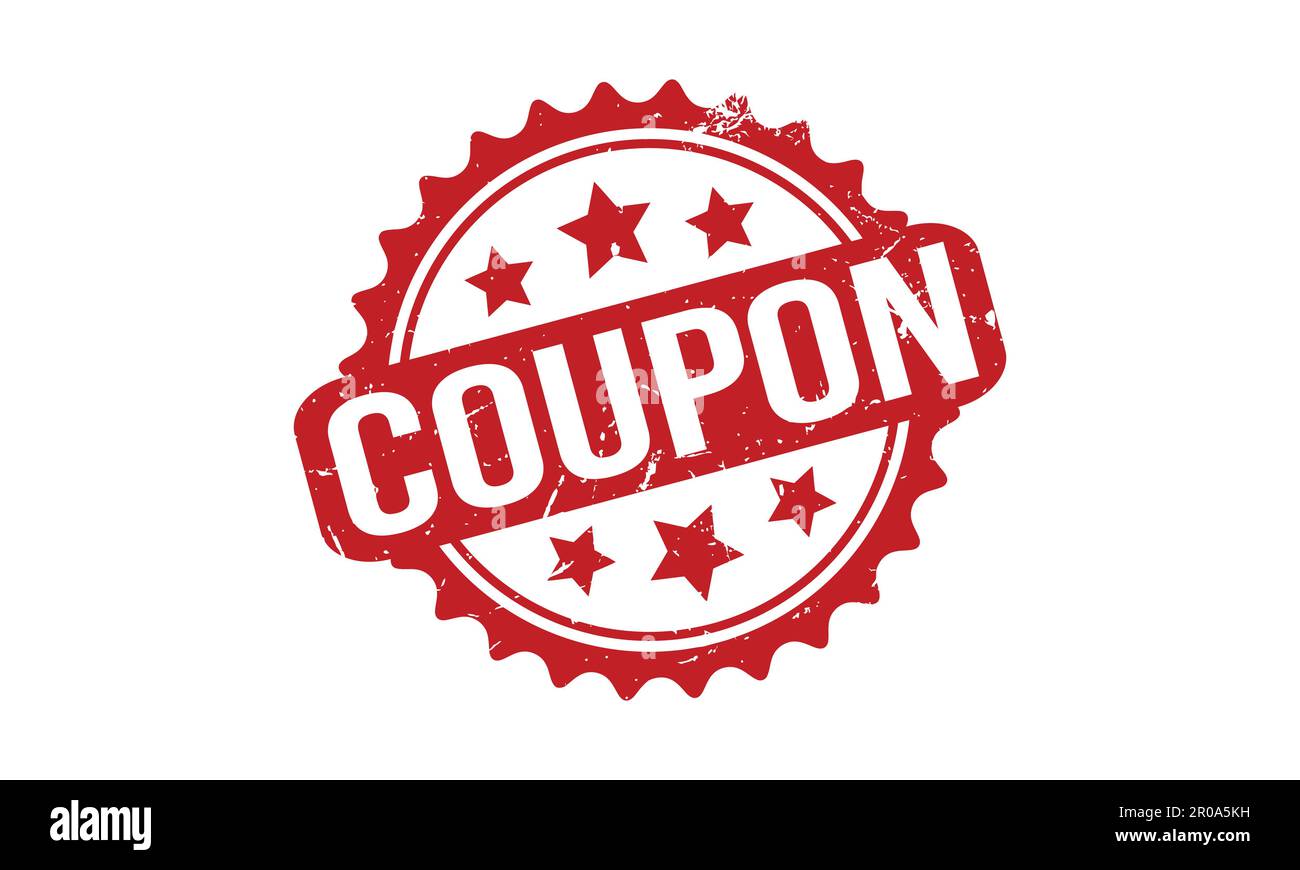 Coupon Rubber Stamp. Red Coupon Rubber Grunge Stamp Seal Vector