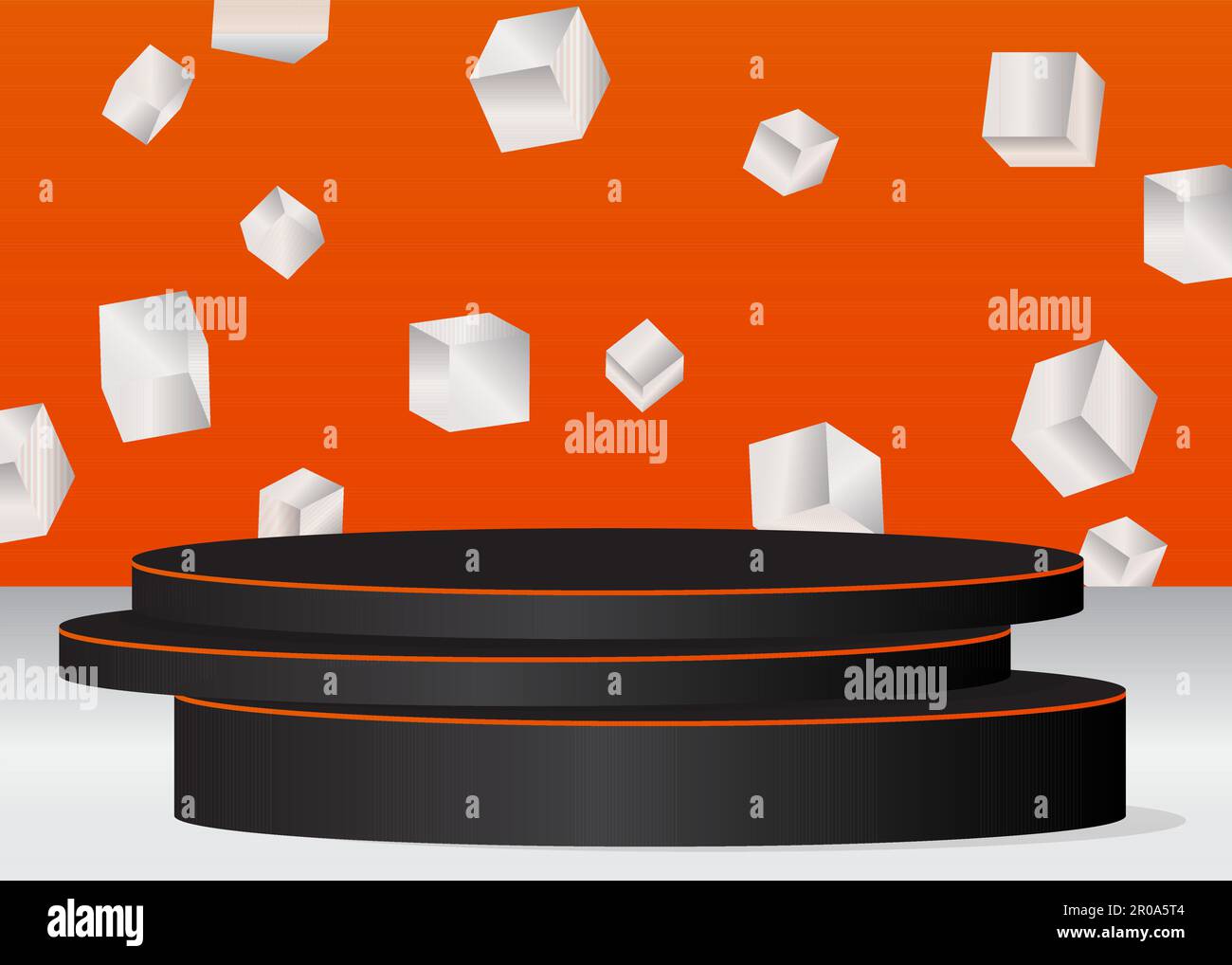 Black, orange and white stage showcase, minimal abstract mockup product