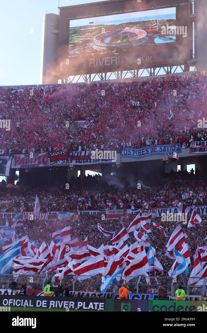 Buenos Aires, Argentina, 7th May 2023, Crowd of River Plate during a derby  for the 15th round of Argentina´s Liga Profesional de Fútbol Binance Cup at  Mas Monumental Stadium (Photo: Néstor J.