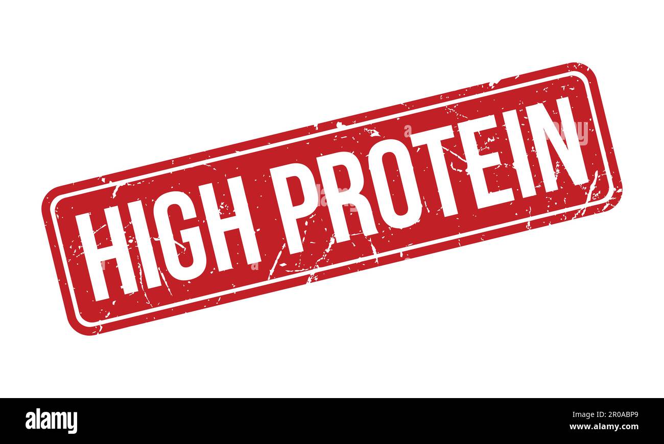 High Protein Rubber Stamp. Red High Protein Rubber Grunge Stamp Seal Vector Illustration
