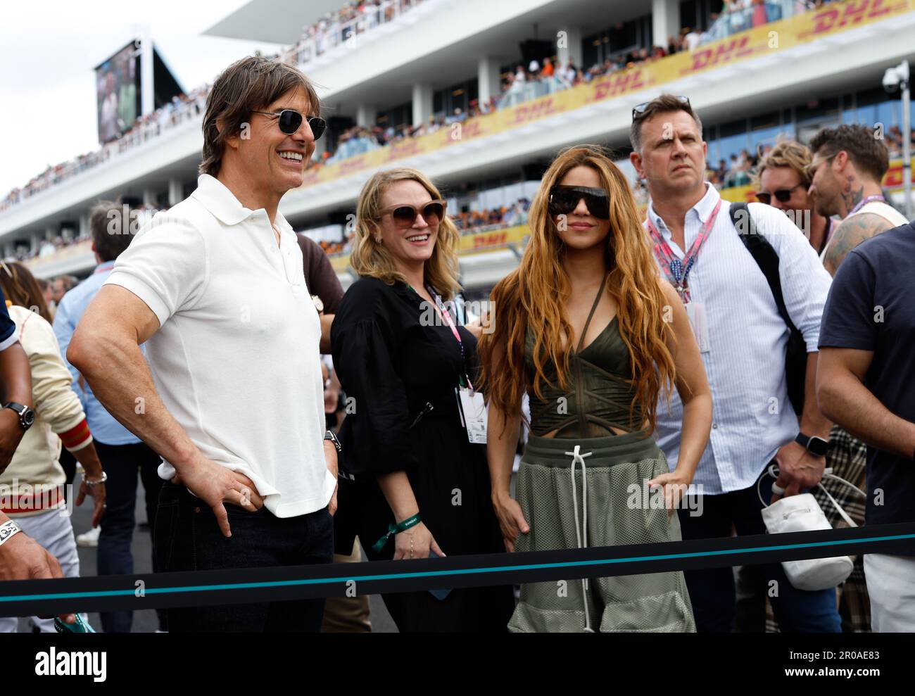 Tom Cruise and Shakira on the starting grid during the Formula 1 Crypto.com  Miami Grand Prix 2023, 5th round of the 2023 Formula One World Championship  from May 05 to 07, 2023