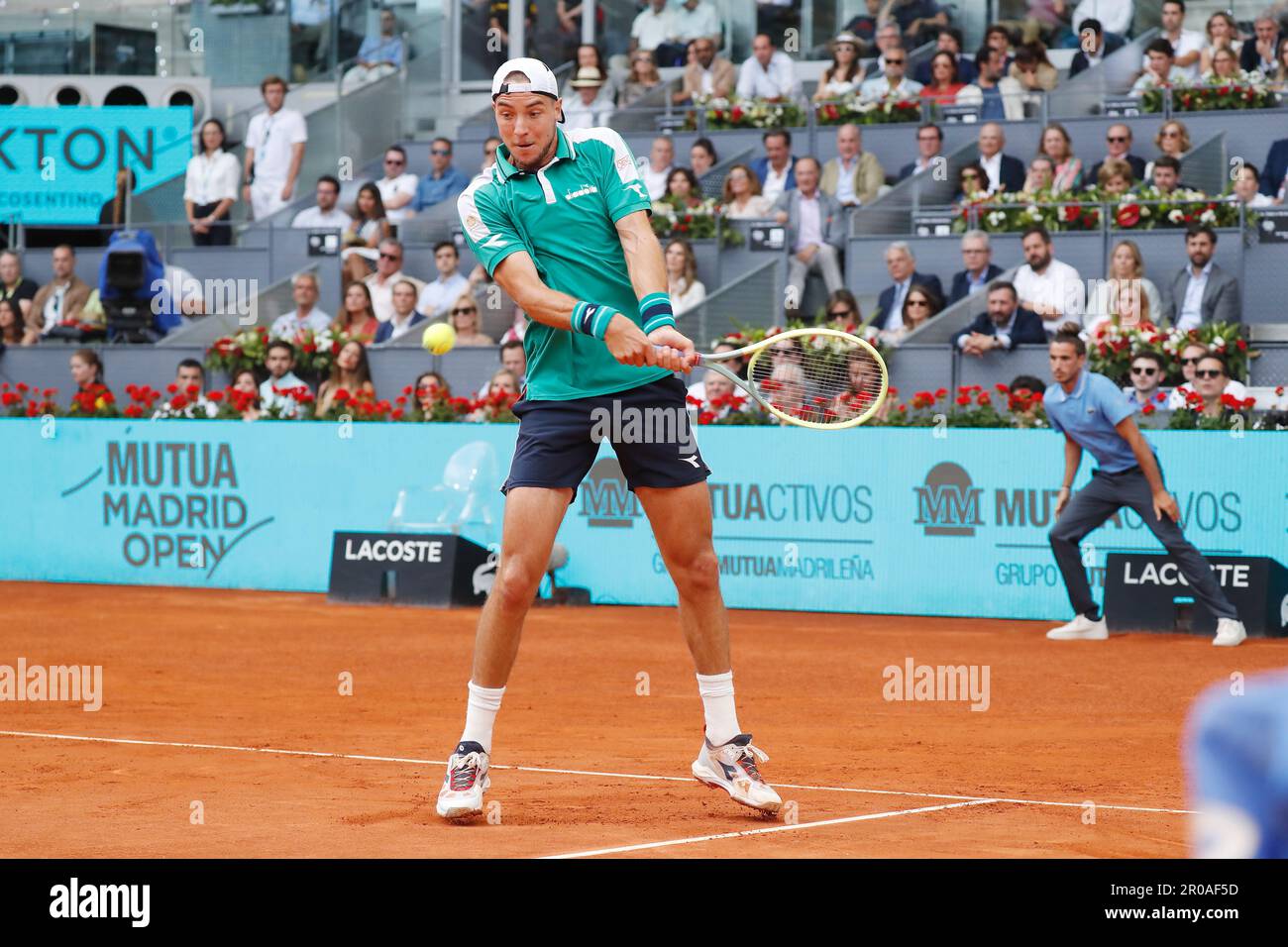 Madrid, Spain. 7th May, 2023. Jan-Lennard Struff (GER) Tennis : Jan-Lennard  Struff during singles final match against Carlos Alcaraz on the ATP tour  Masters 1000 Mutua Madrid Open tennis tournament at the