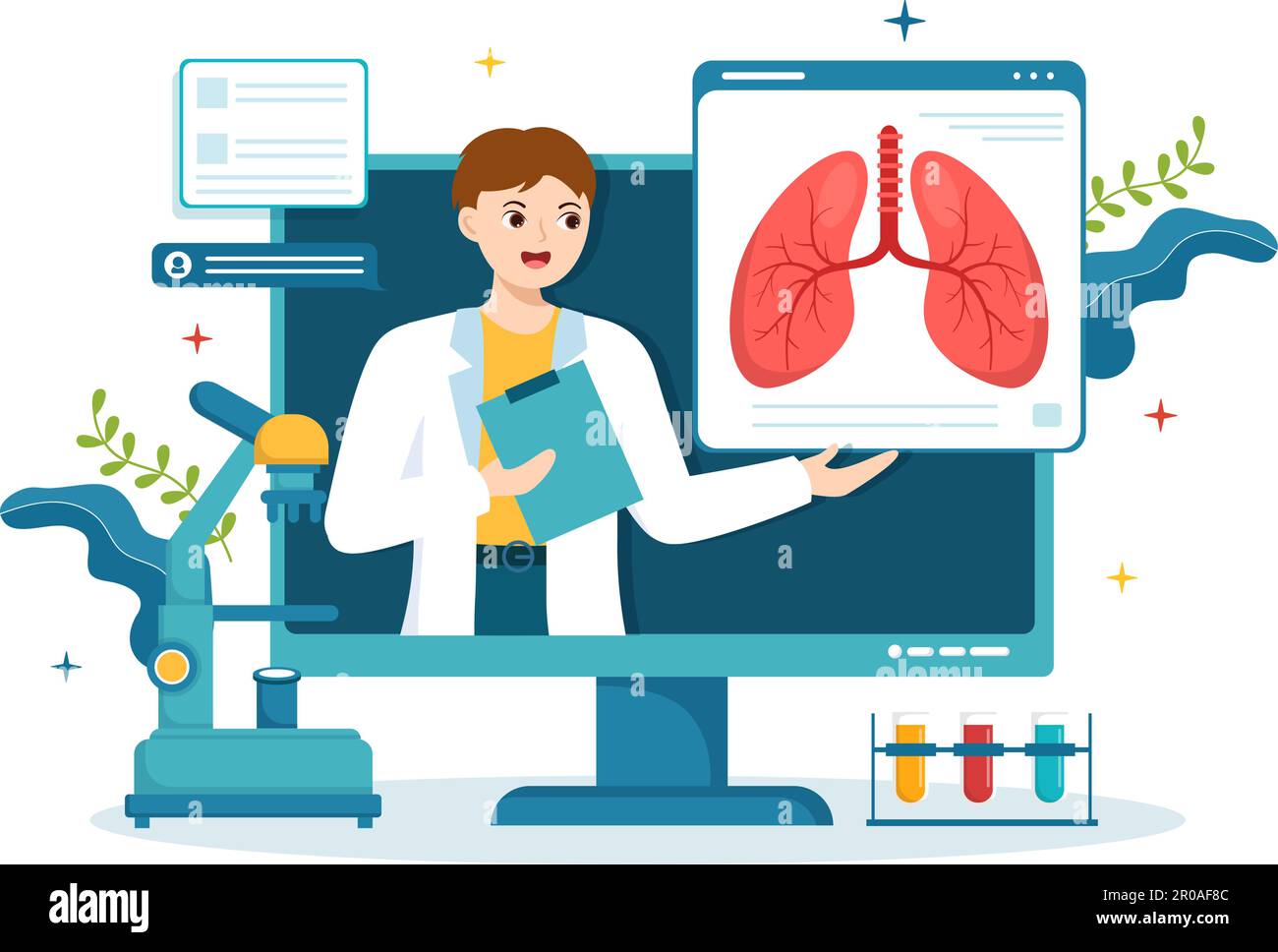 Pulmonologist Vector Illustration with Doctor Pulmonology, Lungs