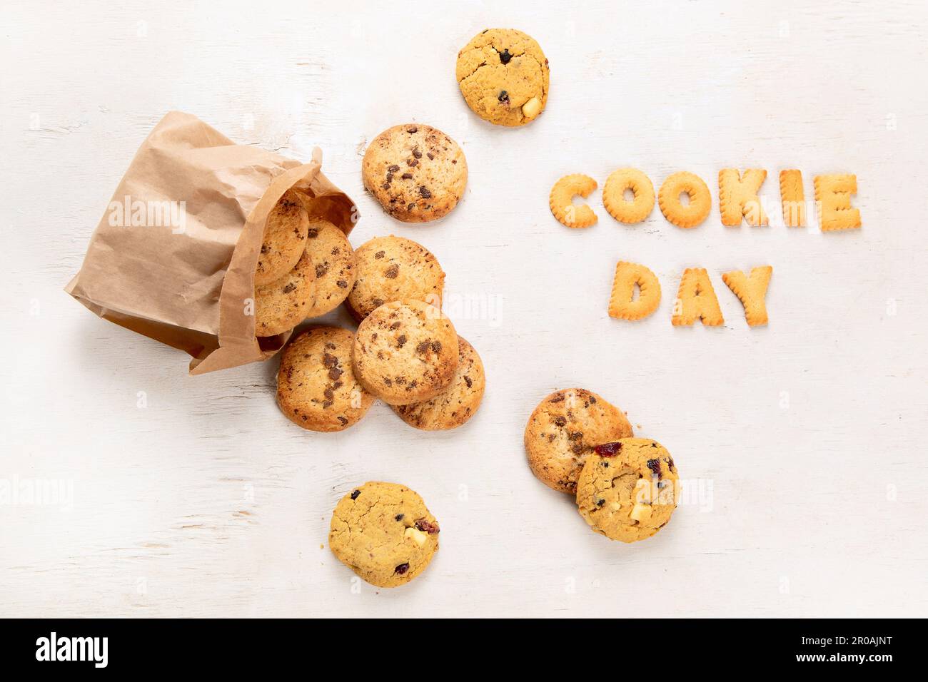 National cookie day , chocolate cookies , Biscuit, Cookie day poster, 4 December, american food holiday on a white background. Stock Photo