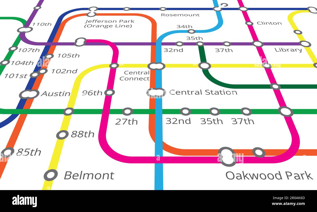 Underground, train railway and map diagram of metro for navigation