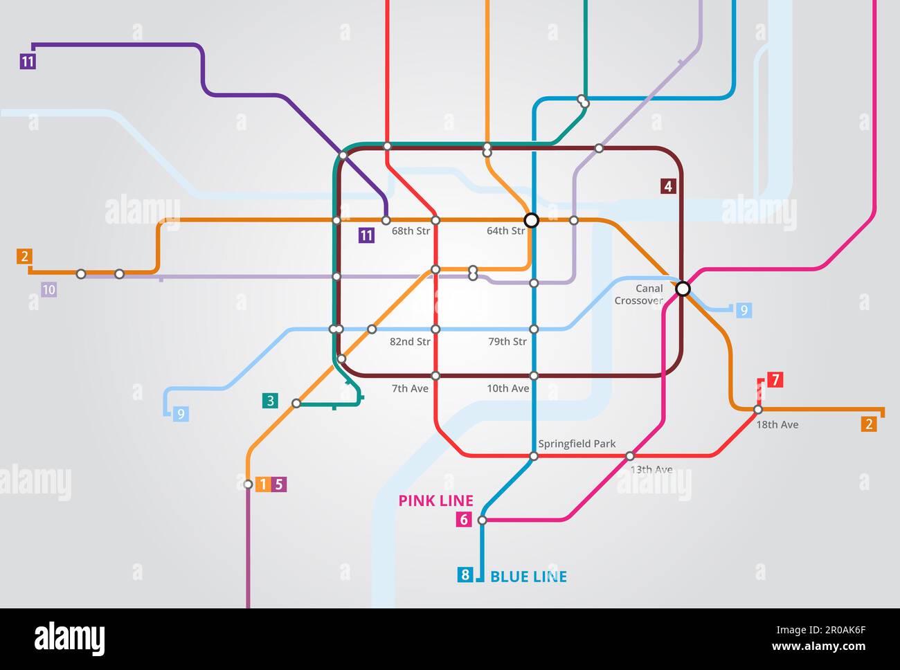 Underground, train railway and map of metro for navigation, travel or