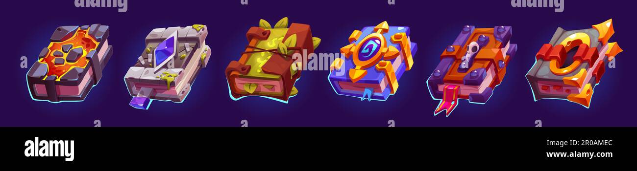 Magic spell book ui game interface icon cartoon vector set. Ancient ...