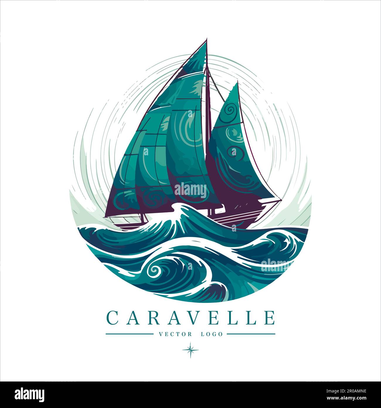 Sailing boat on the water, vector logo, colored caravelle emblem Stock Vector Image & Art Alamy