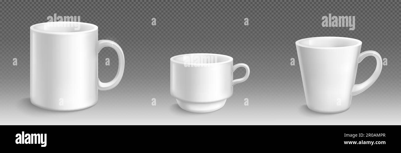 Realistic white coffee mug isolated on transparent background