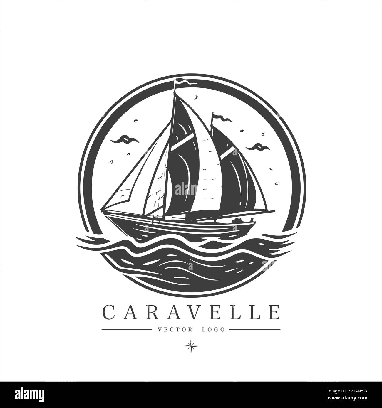 Minimal modern Sailing boat on the water, vector logo. Caravelle emblem Stock Vector Image & Art