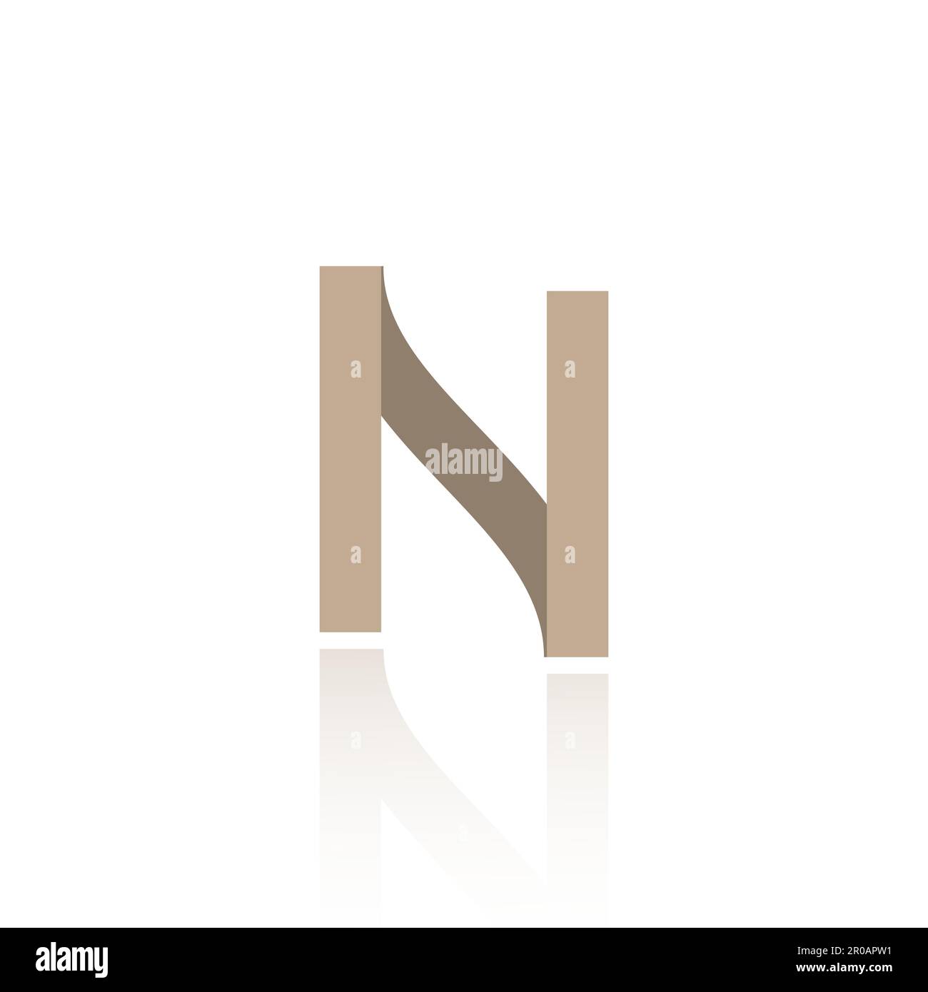 Alphabet Letter N Logo Design With Glossy Reflection Vector Icon Illustration. Elegant Minimal Letter Symbol. Stock Vector