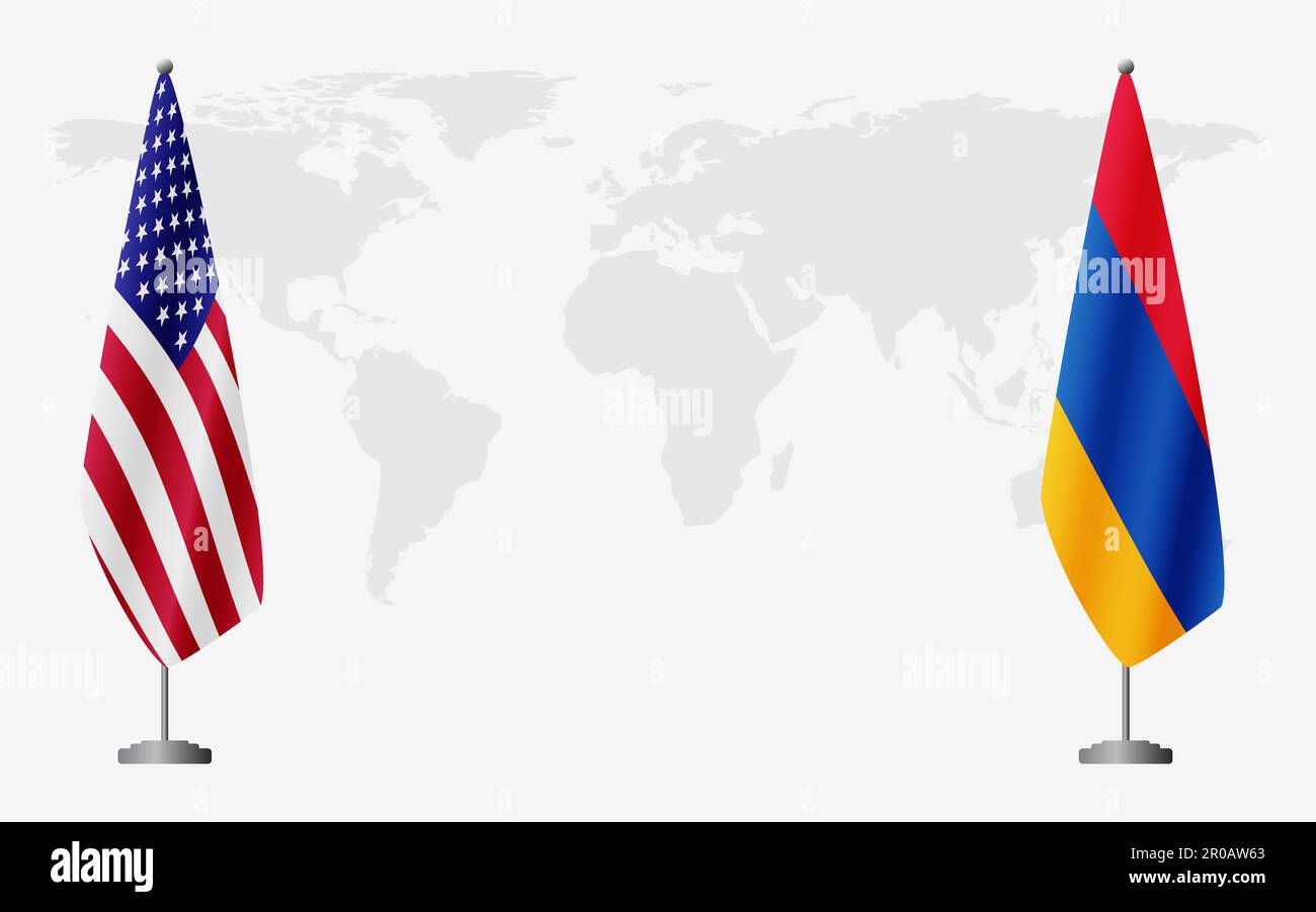 United States and Armenia flags for official meeting against background