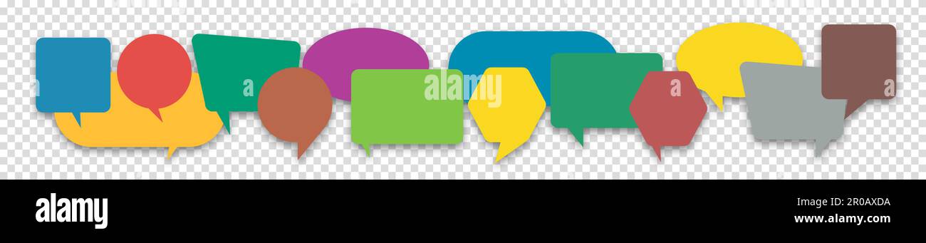 Set of colorful dialog speech bubbles sign icons on transparent ...