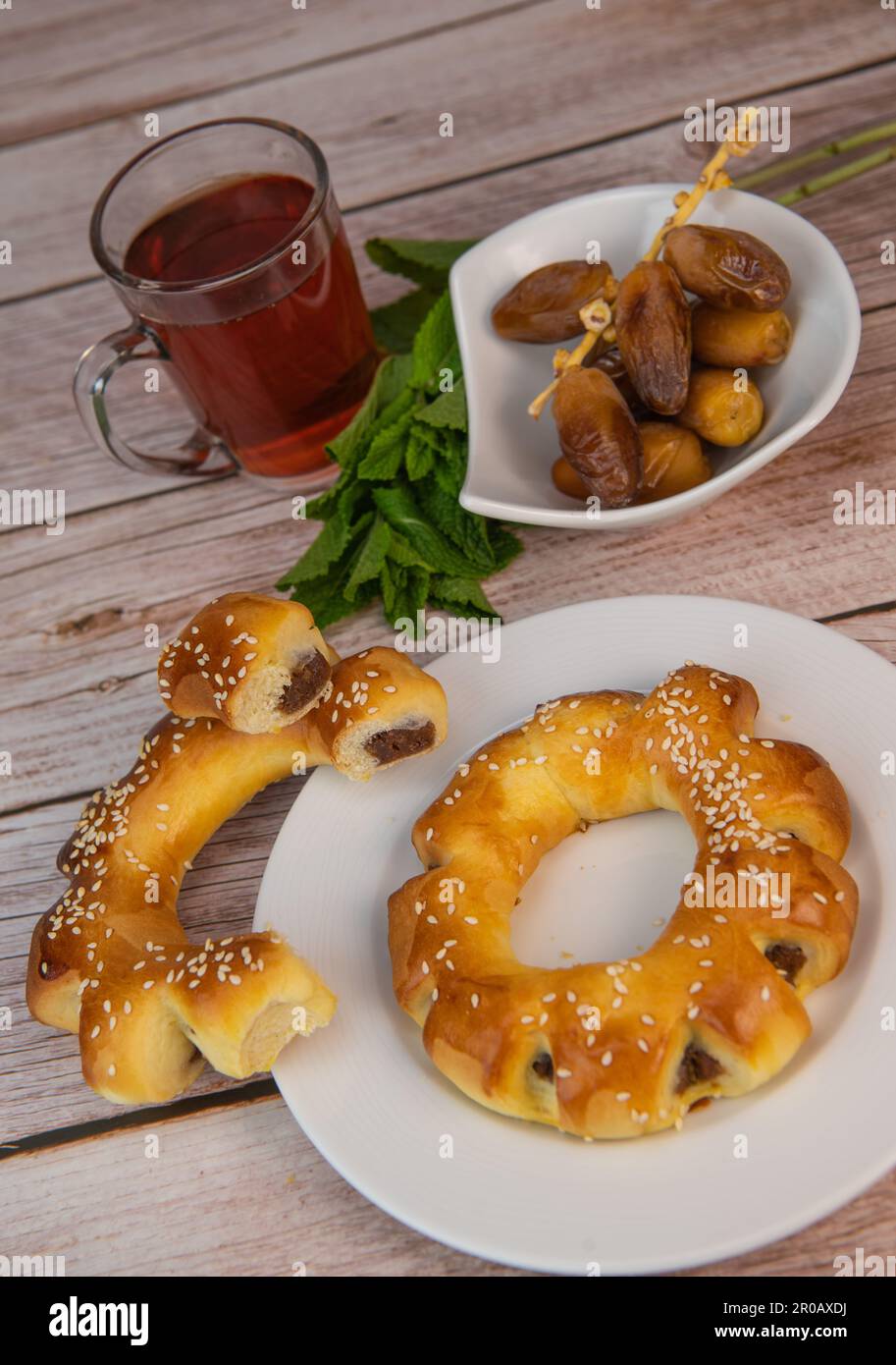 Maarouk Recipe Maarouk of Aleppo, soft brioche with date paste Stock Photo - Alamy