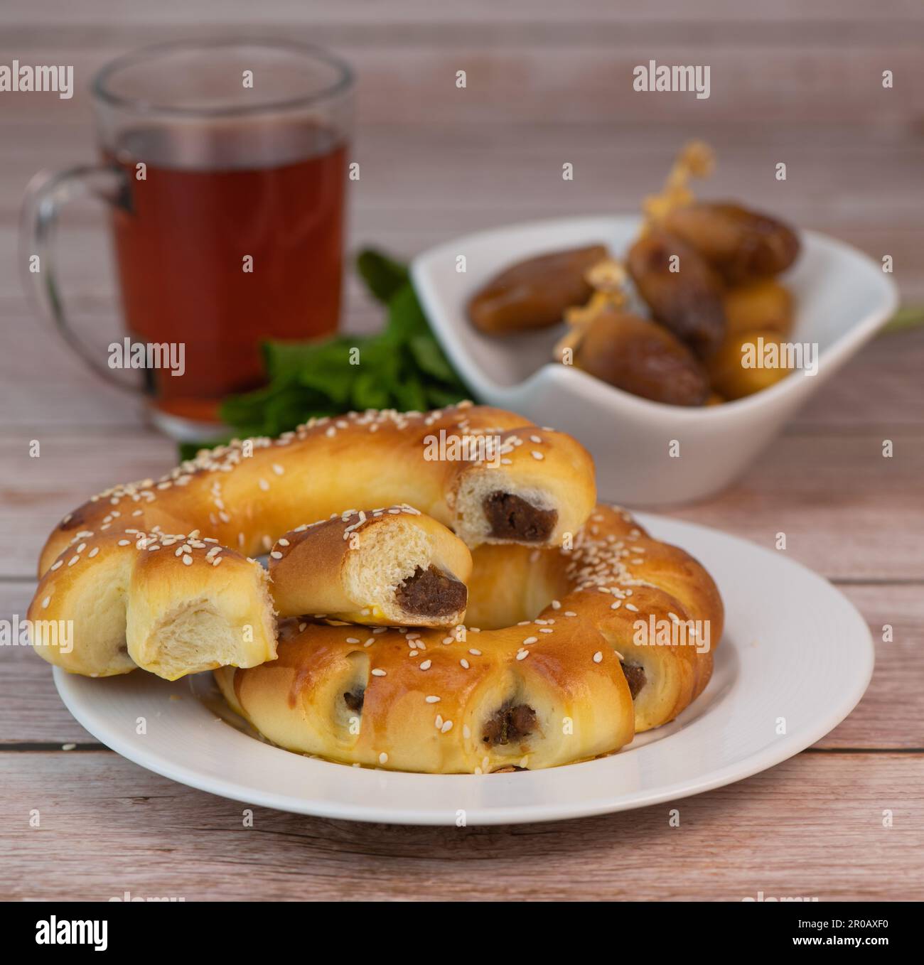 Maarouk Recipe Maarouk of Aleppo, soft brioche with date paste Stock Photo - Alamy