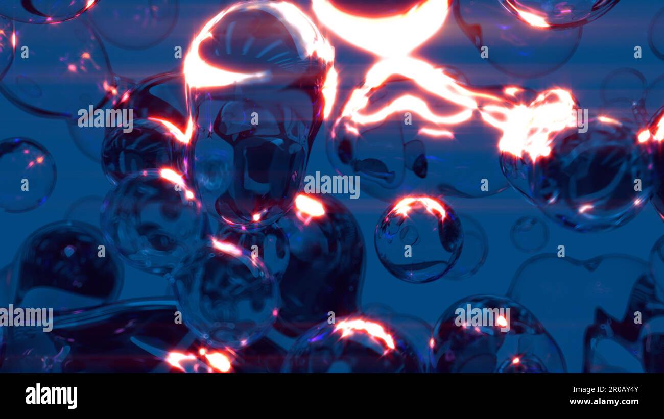 dark blue phantom limpid diamond meta spheres shining in darkness photo of nature Stock Photo