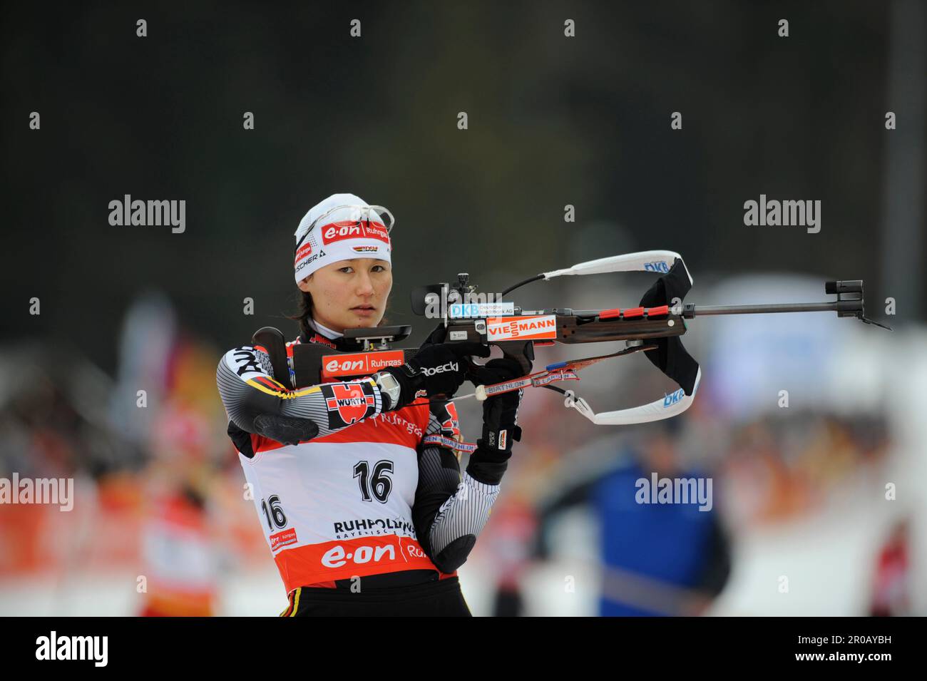 Simone DENKINGER, Aktion Schießen.Biathlon 10KM Verfolgung der Frauen am 13.1.2008 in Ruhpolding Stock Photo