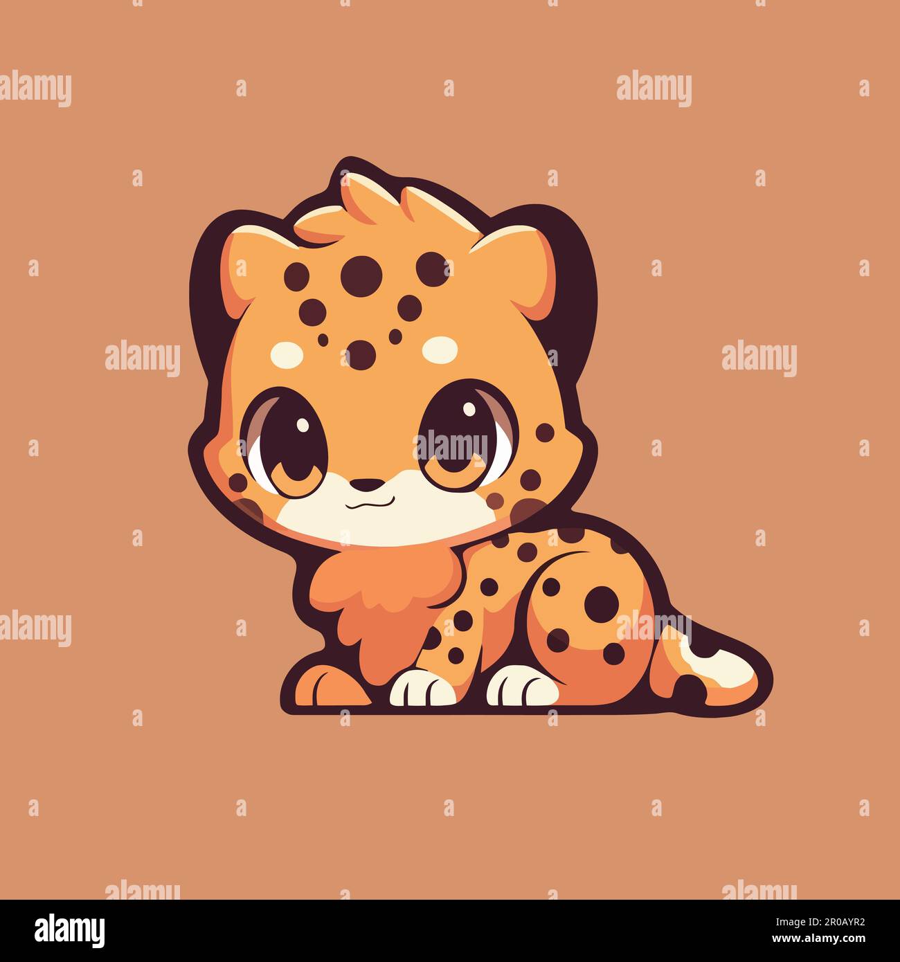 A cartoon illustration of a cheetah with a cute face Stock Vector Image ...