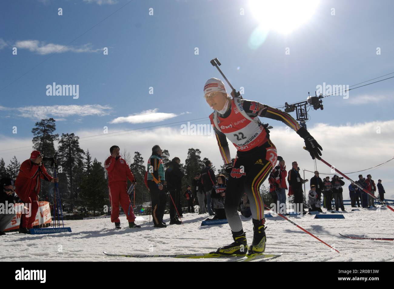 Simone DENKINGER, Aktion.Biathlon 10km Verfolgung der Frauen am 15.3.2008 Stock Photo