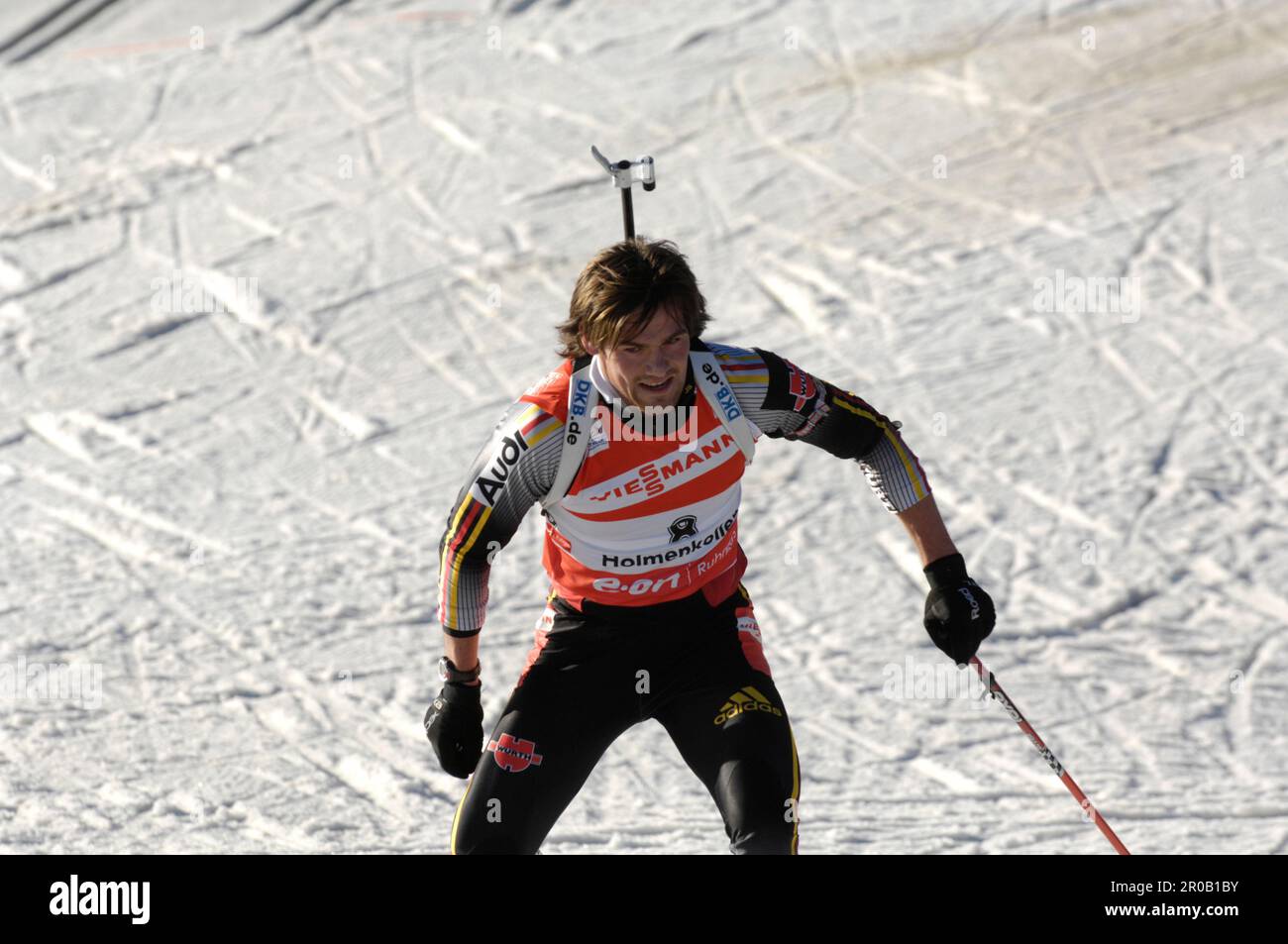 Michael ROESCH, Aktion. Biathlon 15km Massenstart der Herren 16.3.2008 ...