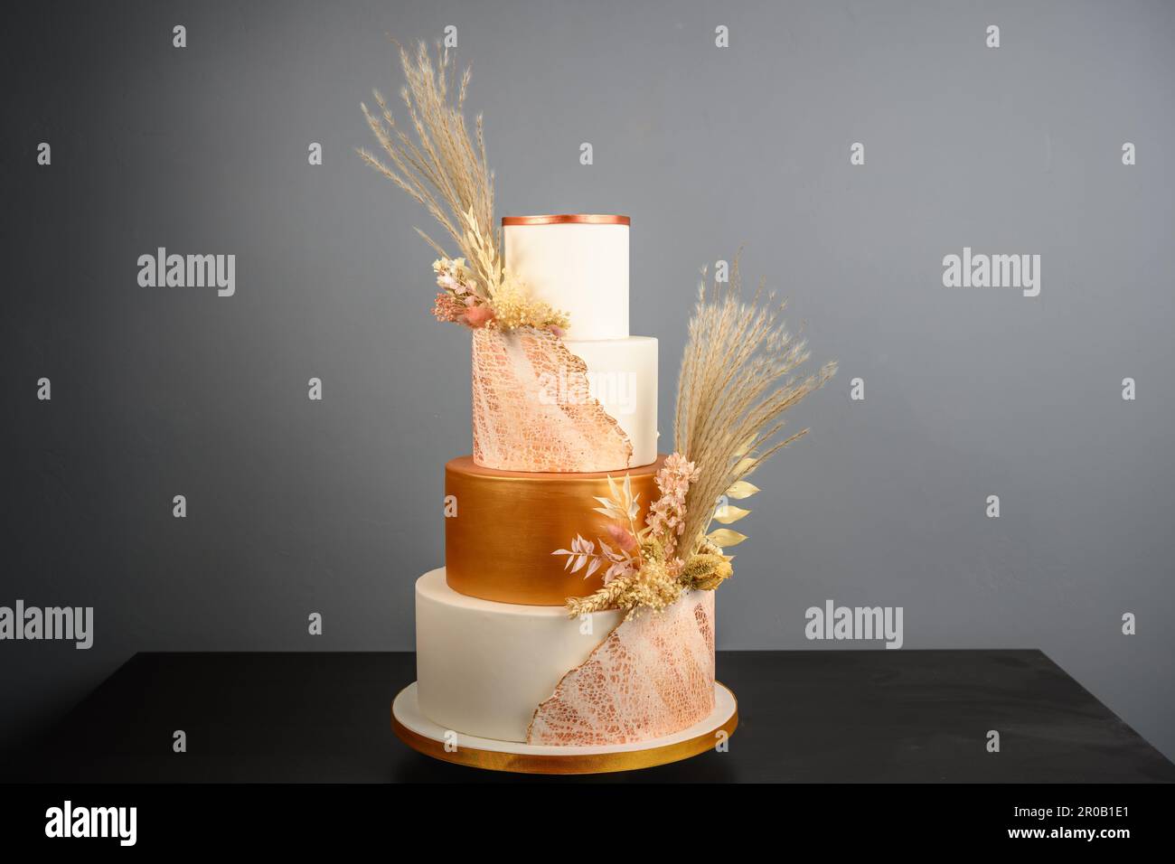 Four tier home made wedding cake Stock Photo
