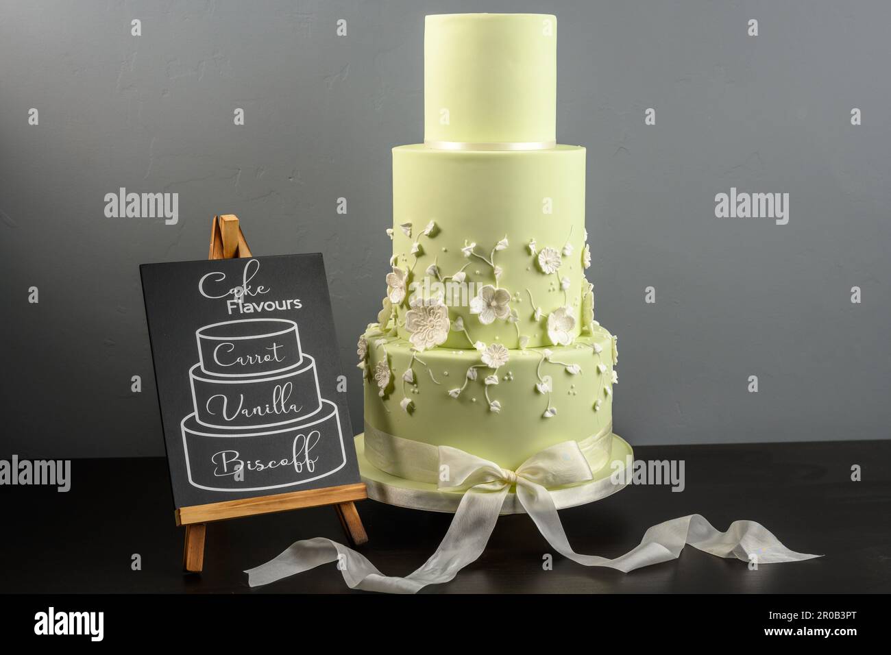 Three tier home made wedding cake Stock Photo