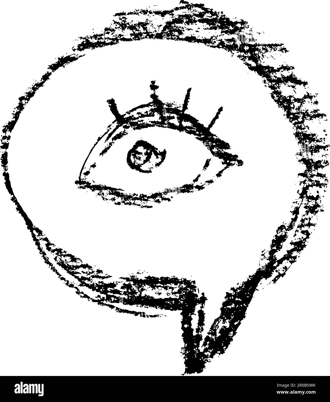 Chalk Sketch Eye in Speech Bubble Vector Icon Stock Vector