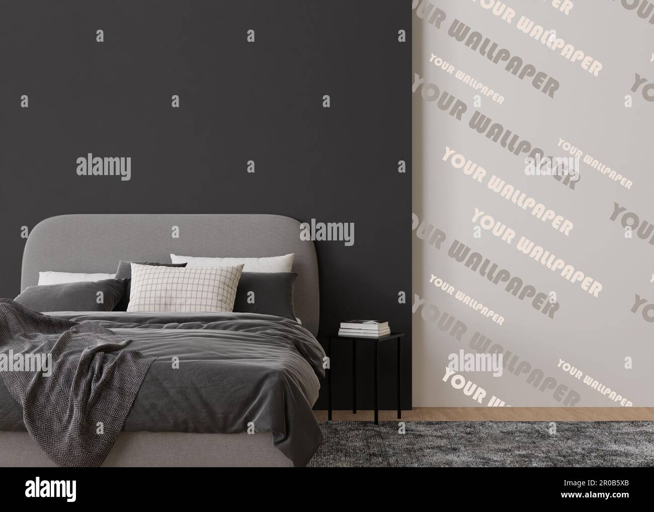 Wallpaper presentation mock up. Modern bedroom with copy space for