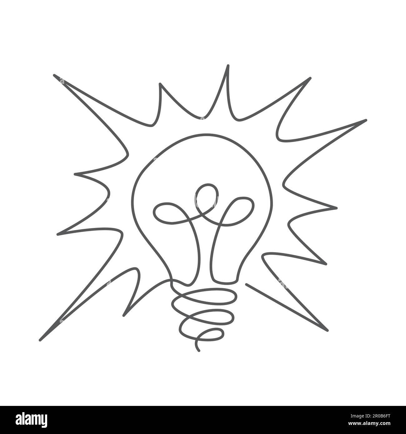 Light bulb One line drawing on white background Stock Vector