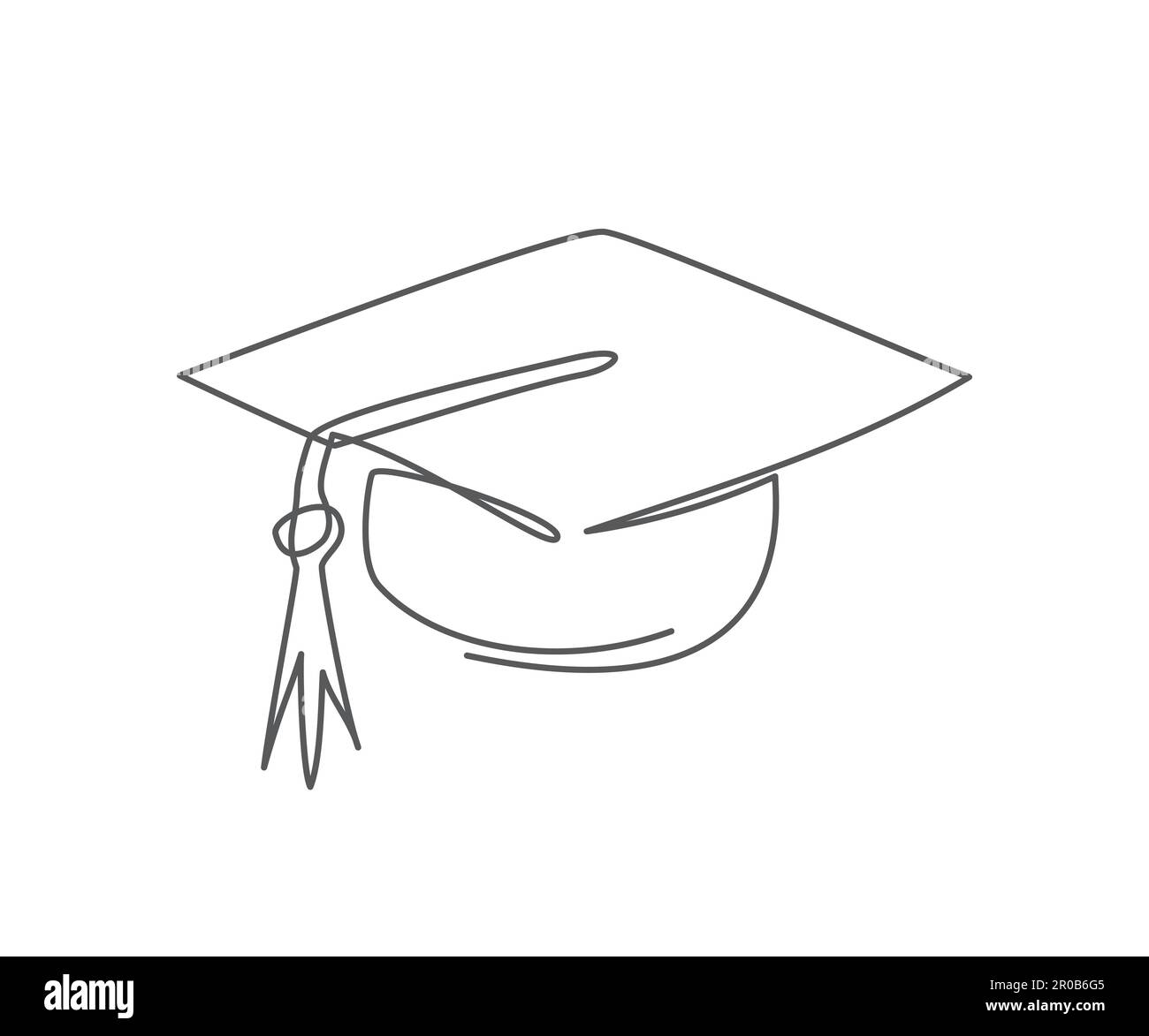 Graduation hat. Continuous one line drawing of graduate cap