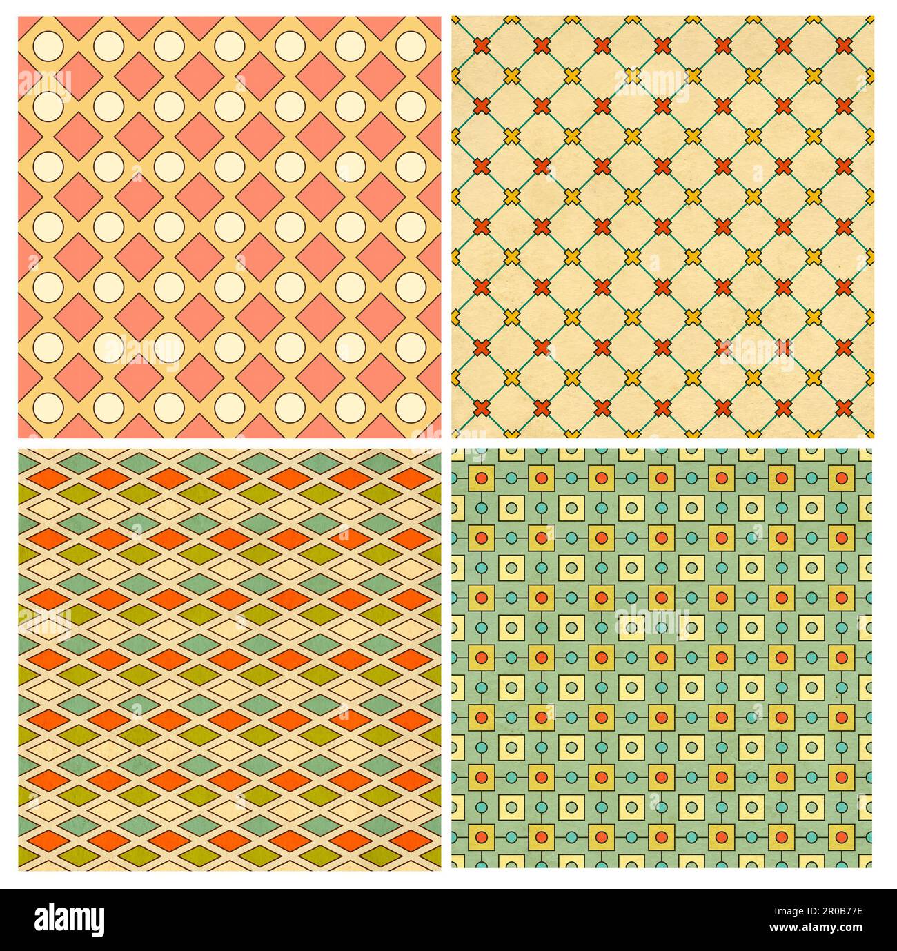 Set of seamless pattern with paper texture and vintage geometric ...