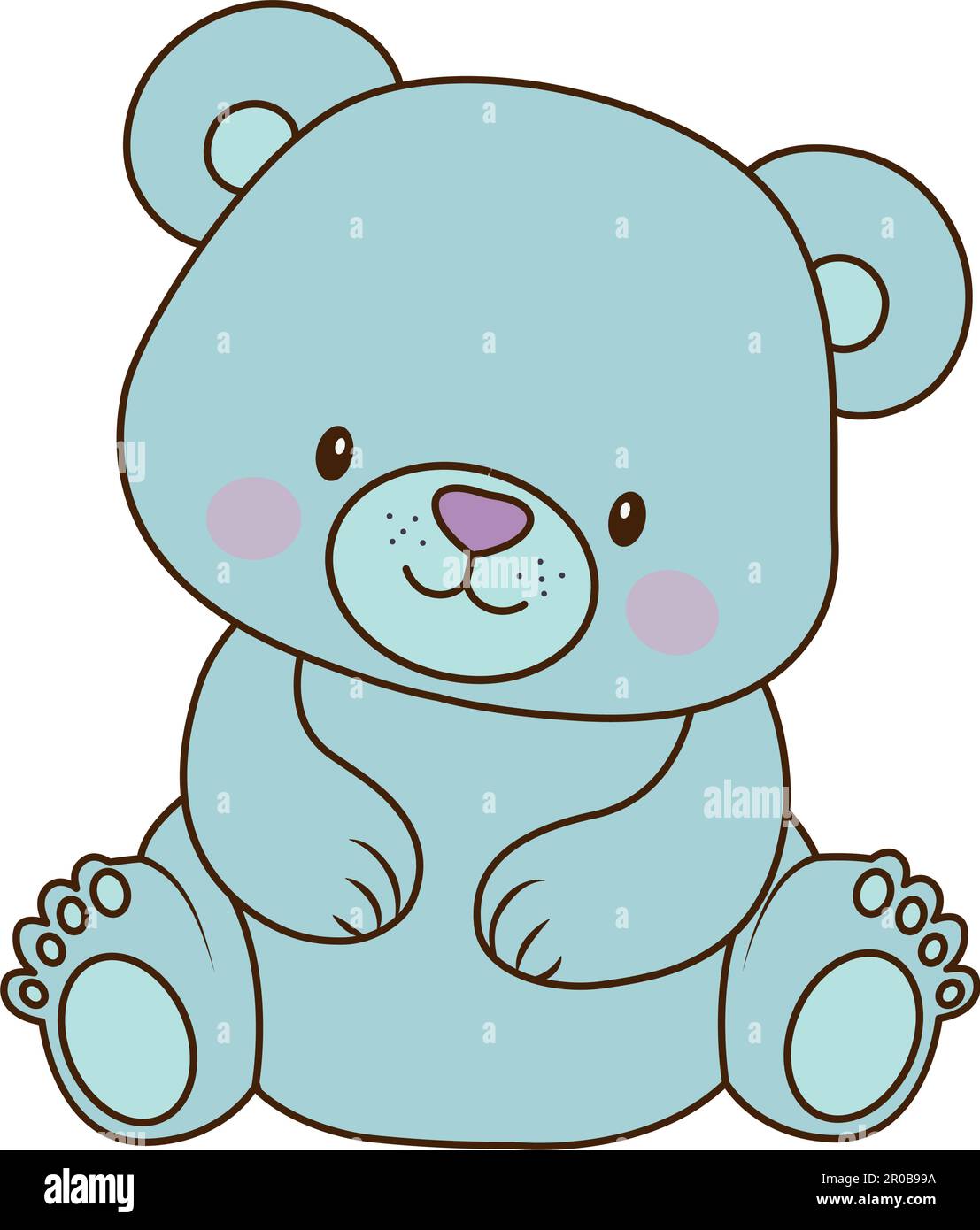 Vector sweet turquoise modest bear cub icon. Vector smiling bear