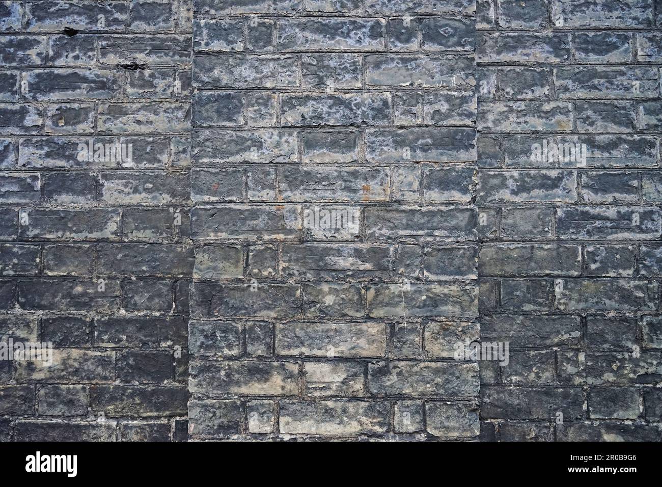 Close up texture and detail of old grunge red brick wall background Stock Photo