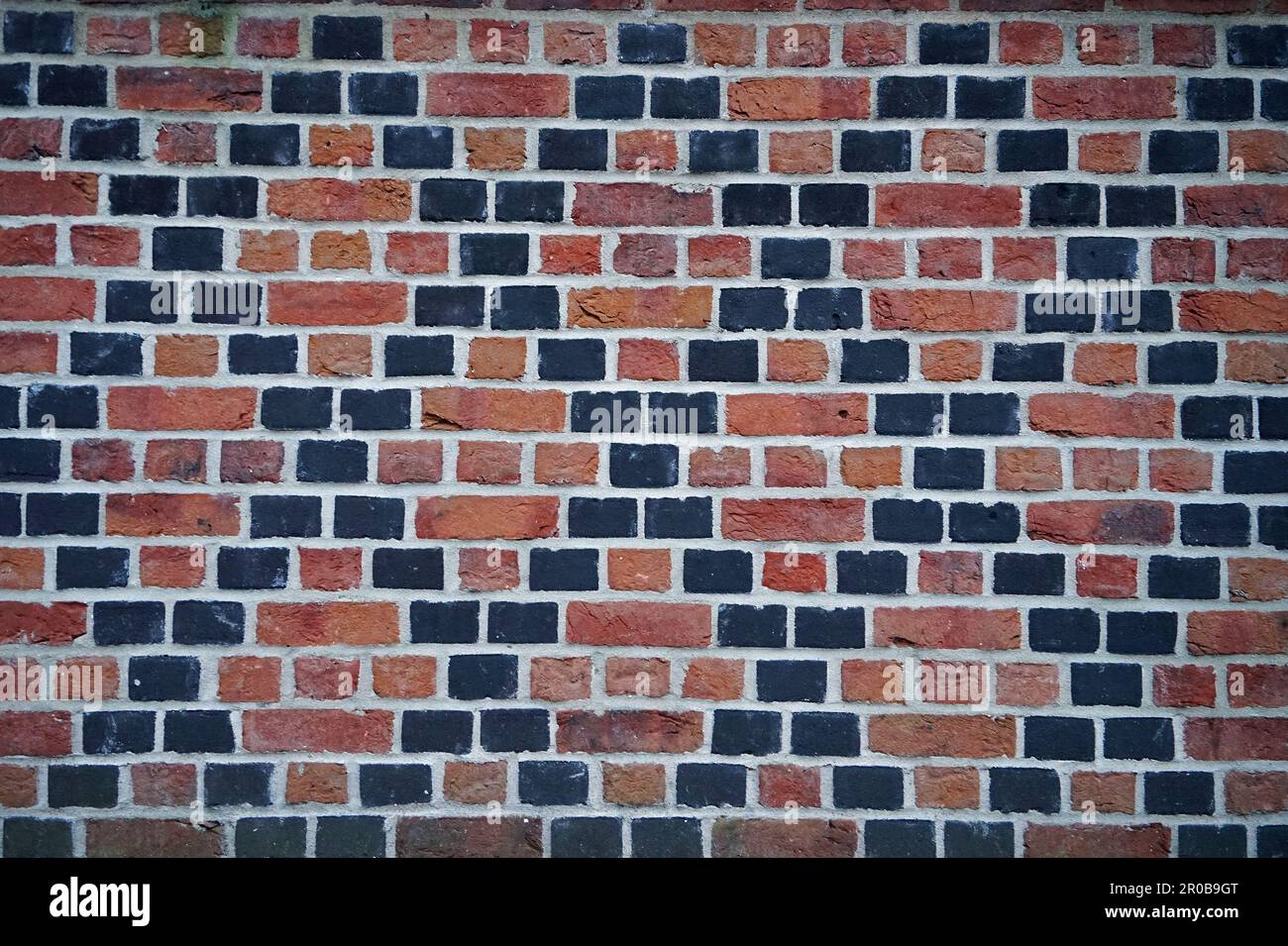 Close up texture and detail of old grunge red brick wall background ...