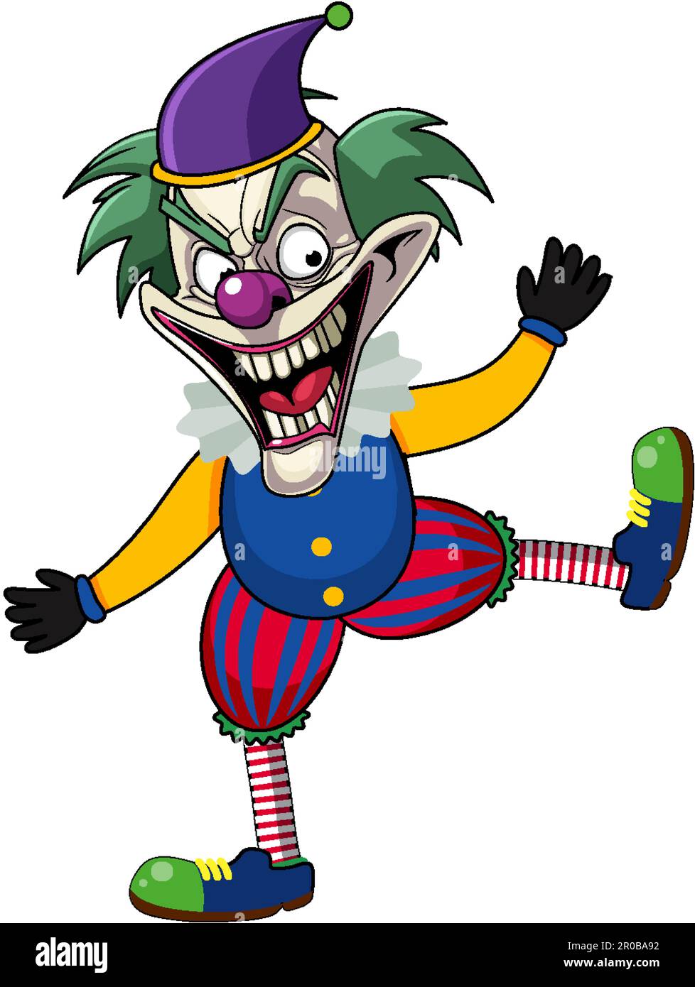 Creepy joker cartoon character illustration Stock Vector