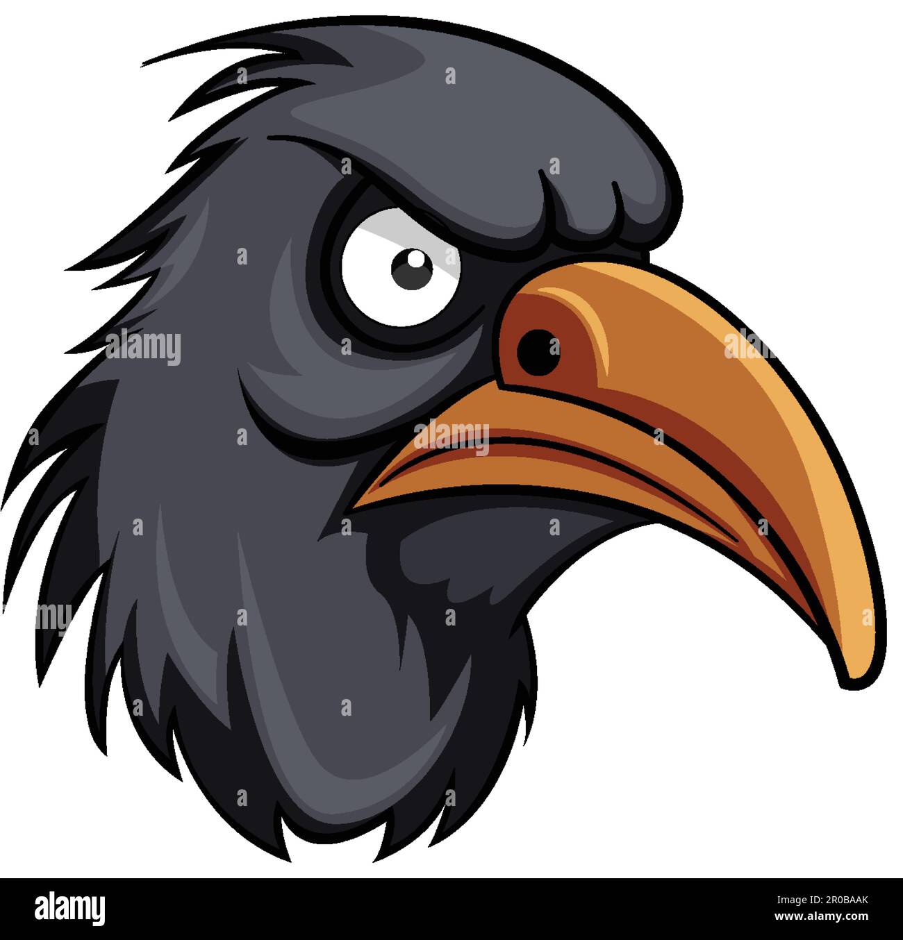 Crow head in cartoon style illustration Stock Vector