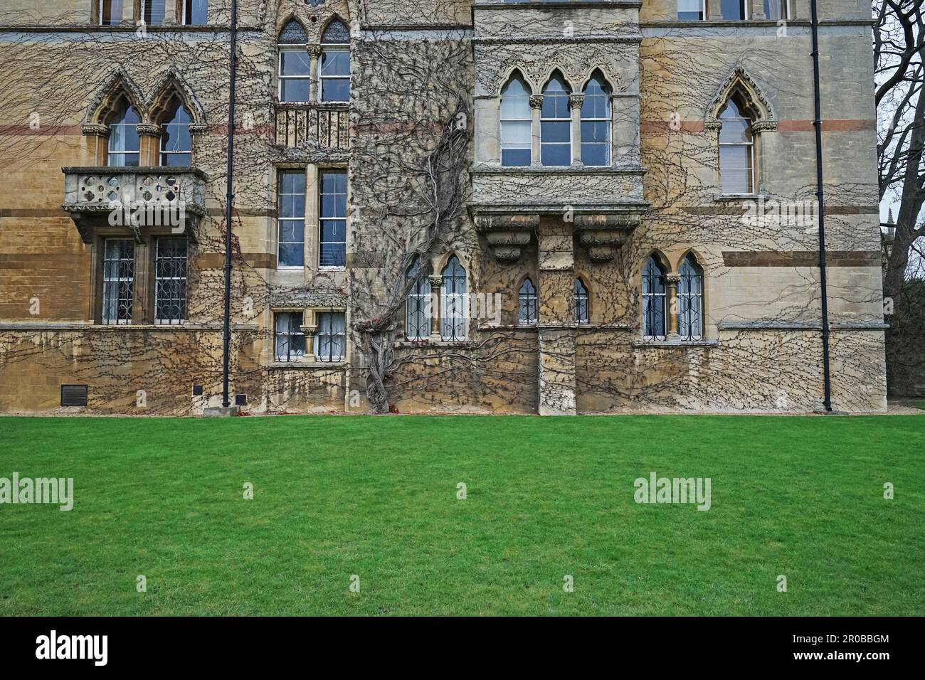 Exterior European architecture and medieval old design of the meadow building at Christ church college- Oxfordshrine, United Kingdom Stock Photo