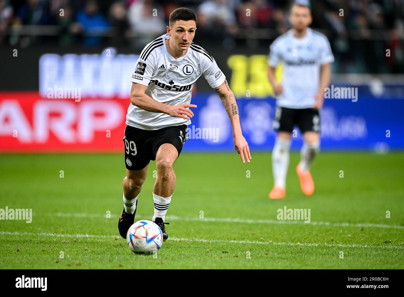 WARSAW, POLAND - APRIL 1, 2023: T-Mobile Ekstraklasa Legia Warszawa - Rakow Czestochowa o/p: Bartosz Slisz (Legia) Stock Photo