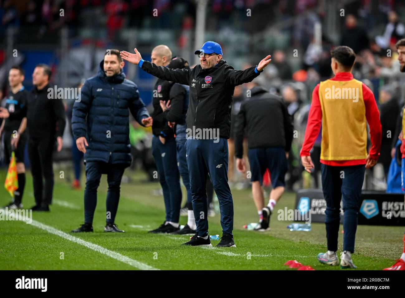 WARSAW, POLAND - APRIL 1, 2023: T-Mobile Ekstraklasa Legia Warszawa - Rakow Czestochowa o/p: Marek Papszun coach (Rakow) Stock Photo