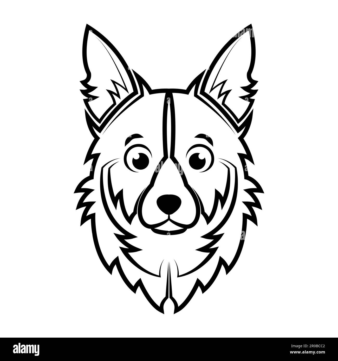Black and white line art of dog head. Good use for symbol, mascot, icon ...