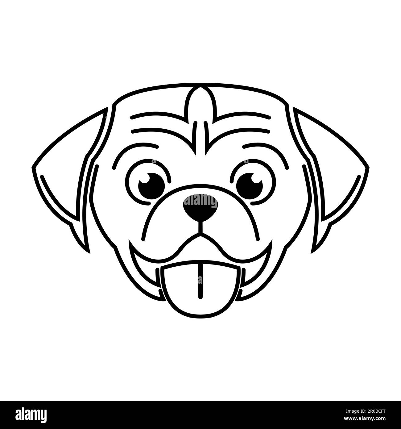 Black and white line art of dog head. Good use for symbol, mascot, icon, avatar, tattoo, T Shirt design, logo or any design Stock Vector