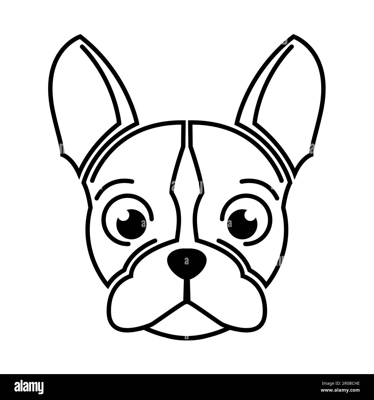Black and white line art of french bulldog head Good use for symbol