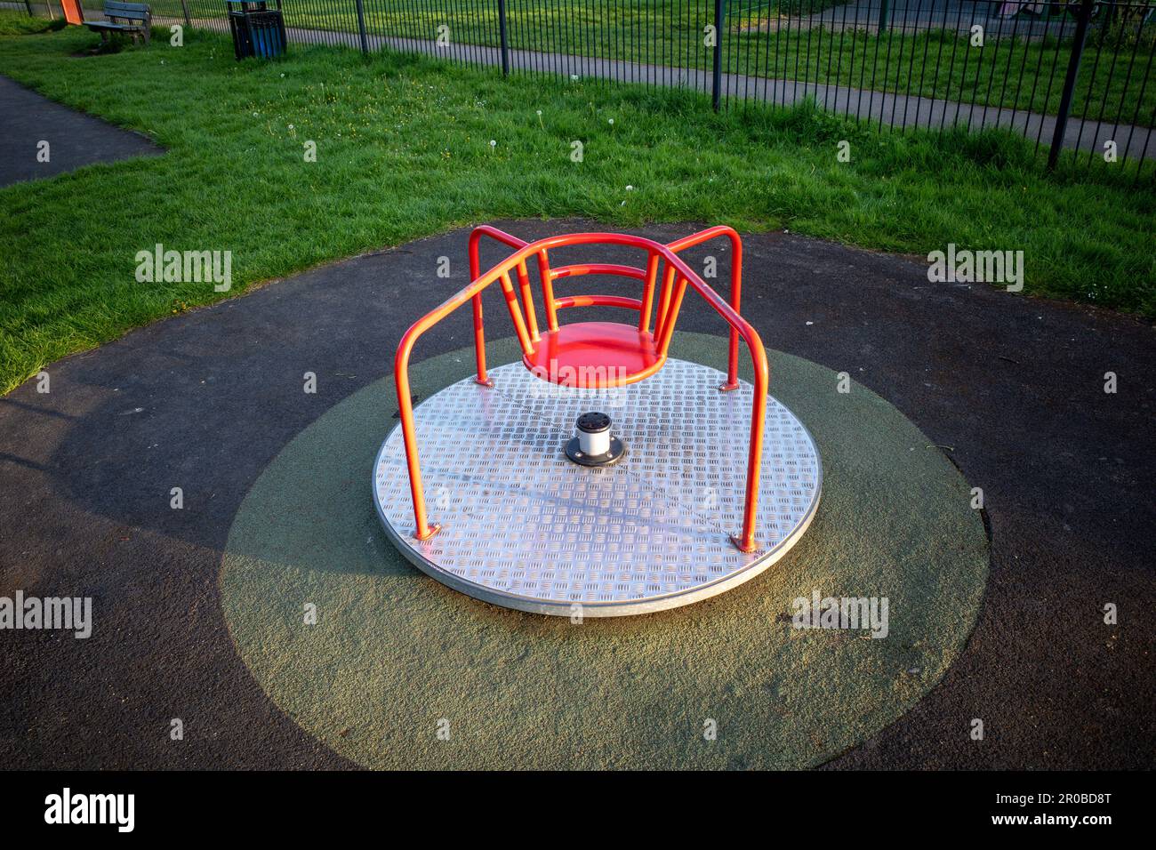 Playground roundabout. Court Road Play Area, Kingswood, Bristol, UK Stock Photo