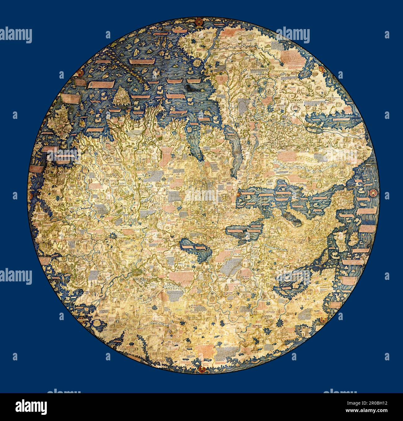 The Fra Mauro map, ca 1450 by the Venetian cartographer Fra Mauro Stock Photo