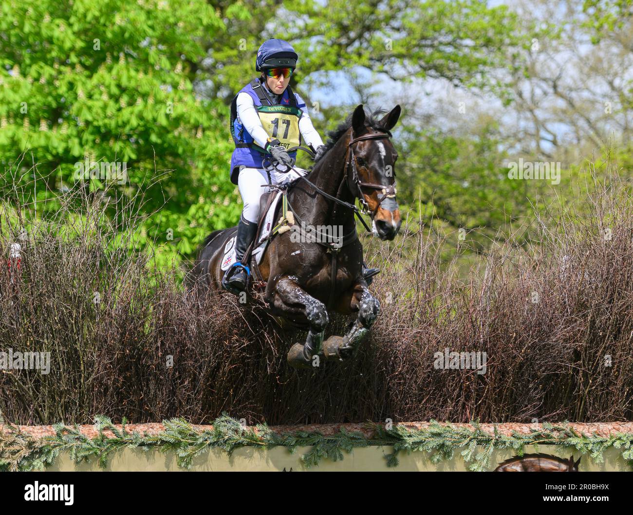 Badminton, UK. 07th May, 2023. 07 May 2023 - Badminton Horse Trials - Cross-Country Test - Badminton - Gloucestershire Kirsty Chabert rides Opposition Loire during the Cross-Country Test at the Badminton Horse Trials. Picture Credit: Mark Pain/Alamy Live News Stock Photo